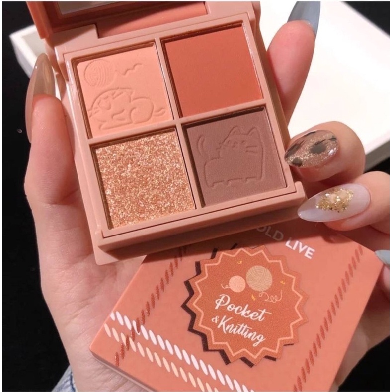 Hold Live Pocket & Knitting Eyeshadow Palatte 4 Colors อายแชโดว์พาเลต ทาตา