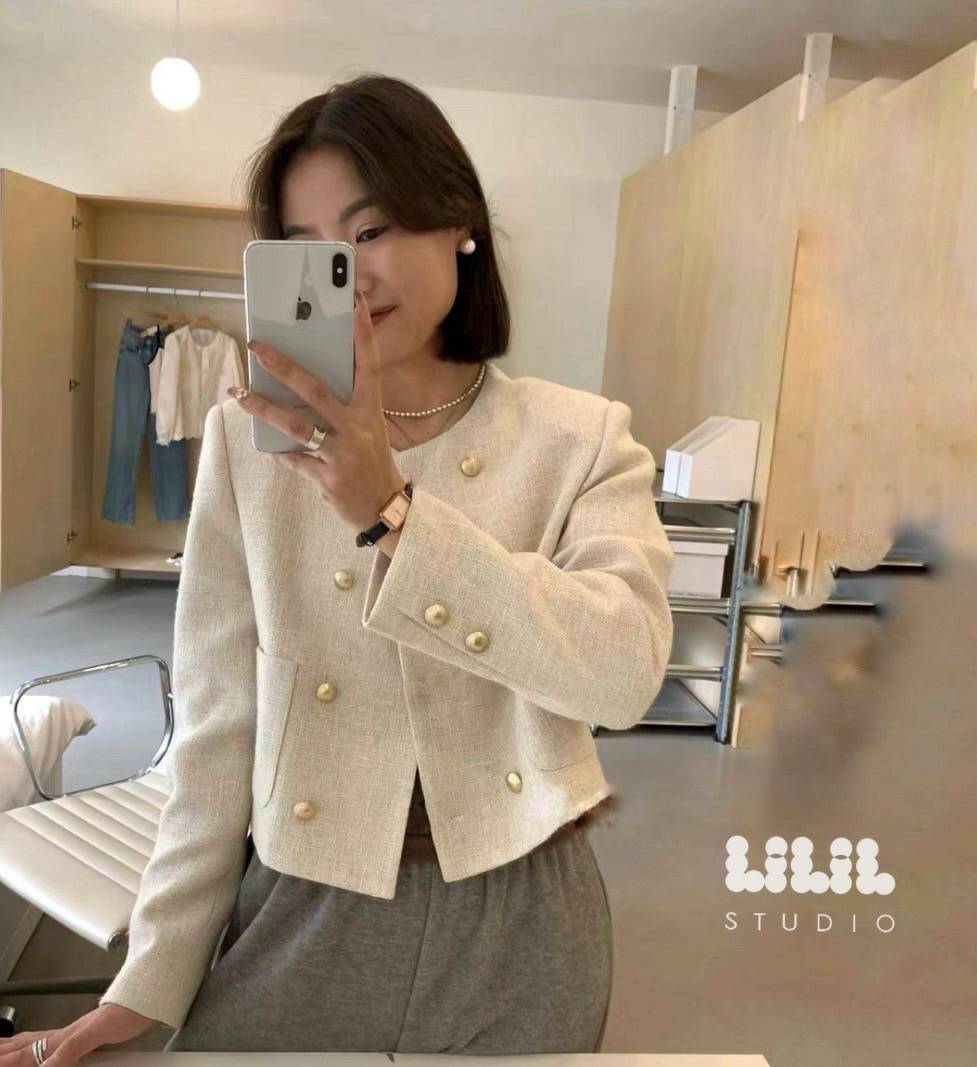 LILIL STUDIO🩷 เบลเซอร์ลินิน Korea style กระดุมทองคู่ กระเป๋าหน้าซับในผ้าลื่น ทรงสวยcuttingเนี้ยบ พร้อมส่งค่ะ