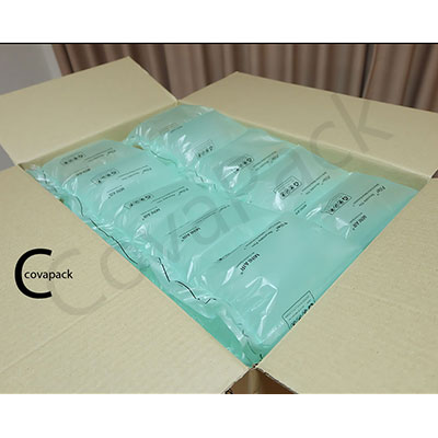ถุงลมพลาสติกกันกระแทกสำเร็จรูป ขนาด 20x10cm (หลังเติมลม 14 x 6 x พอง 4 cm) x 100 ชิ้น/กล่อง สีเขียวอ่อน