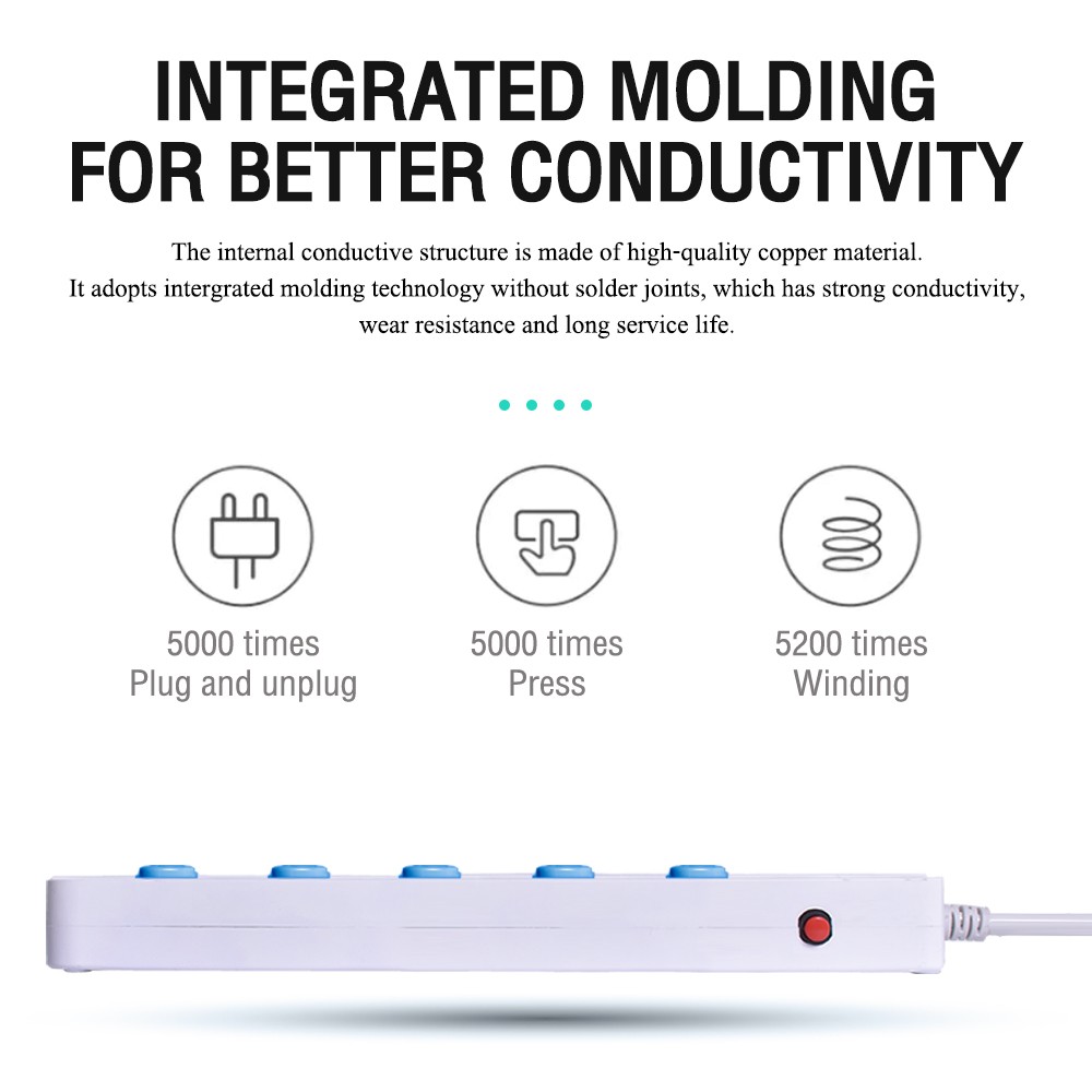 Oker PC-8525/5M Oker ปลั๊กไฟ 5เต้า 5สวิทย์ มาตราฐาน มอก. PC-8525 5 เมตร PG-OK-05-8525W