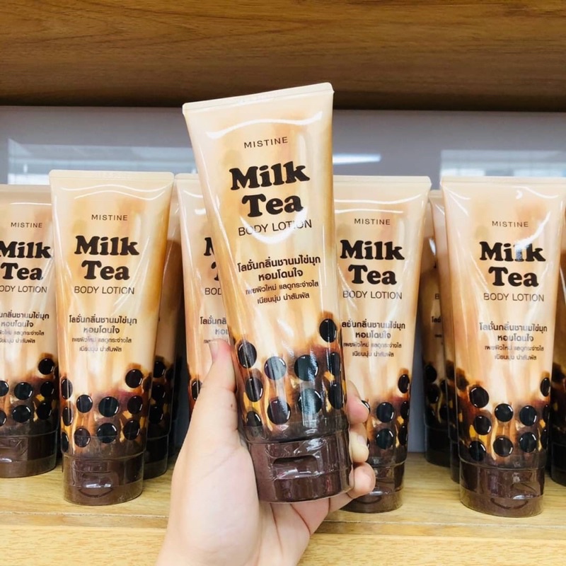 Mistine Milk tea body lotion 200 ml. โลชั่นบำรุงผิว กลิ่นชานมไข่มุก