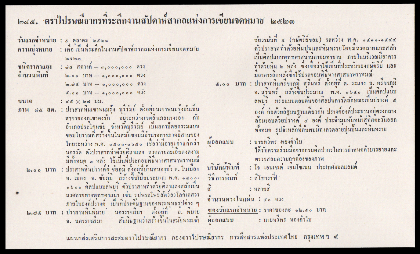 ซองวันแรกจำหน่ายสัปดาห์สากลแห่งการเขียนจดหมาย 2523