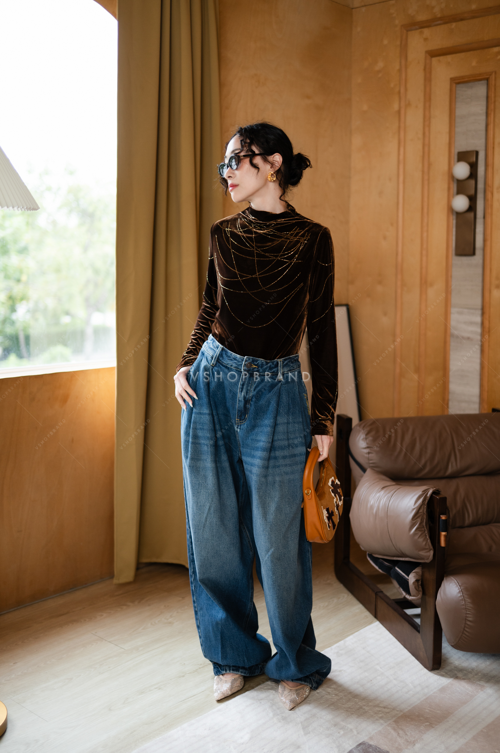 กางเกงยีนส์ขายาวจับจีบชาย