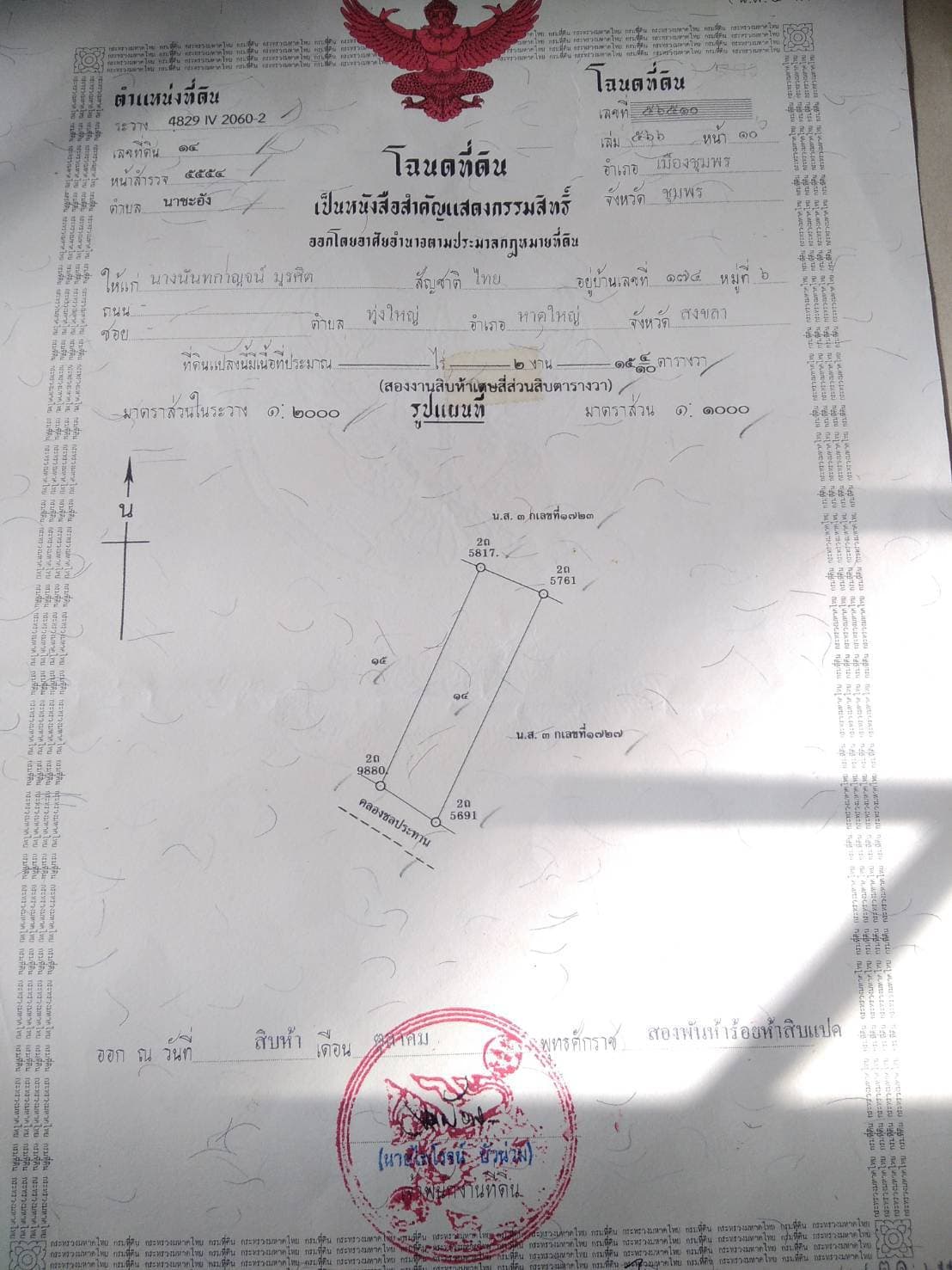 ขายที่ดินราคาถูกงานละ 6.4 แสน อำเภอเมืองชุมพรติดถนนลาดยางและคลองพนังตักบรรยากาศดีใกล้โรงเรียนอนุบาลชุมพร 900 เมตร ศาลากลาง 1.2 กม. เหมาะสร้างบ้านห้องพักการเดินทางสะดวกสบาย