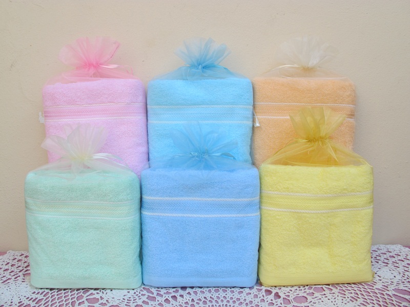ผ้าขนหนู cotton 100% แพ็คถุงไหมแก้ว พร้อมป้ายชื่อ