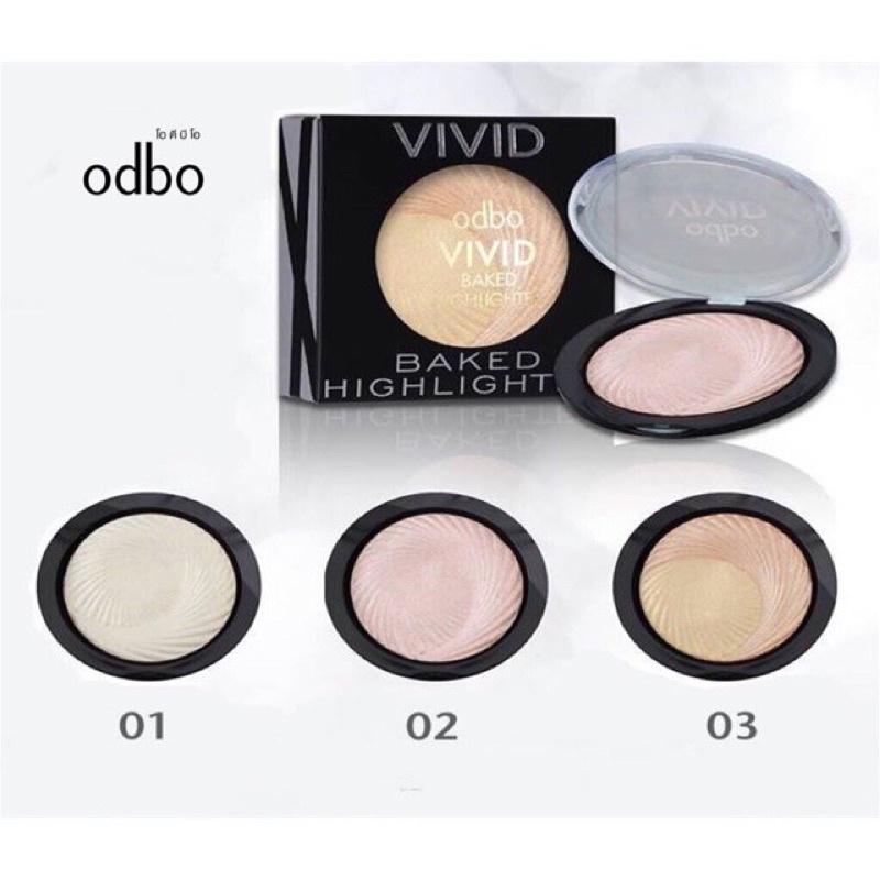 Odbo Vivid Baked Highlighter 7.5g ไฮไลท์หน้า od106 โอดีบีโอ วิวิด เบค ไฮไลท์เตอร์ ละเอียดบางเบา ช่วยเพิ่มมิติ ❤