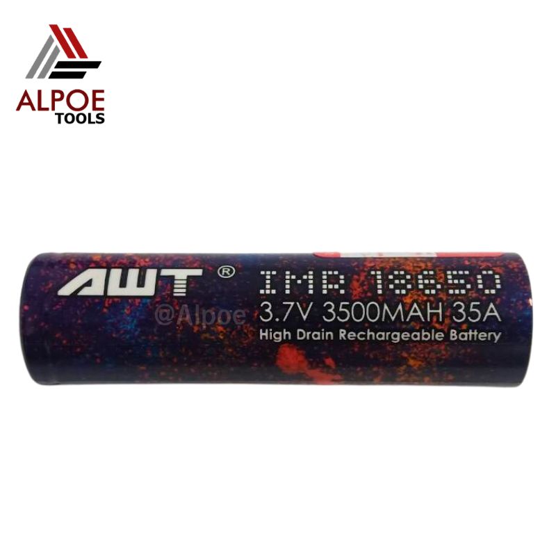 ถ่านชาร์จ AWT ดำ ถ่าน18650 หัวตัด 3500mAh 3.7V 35A
