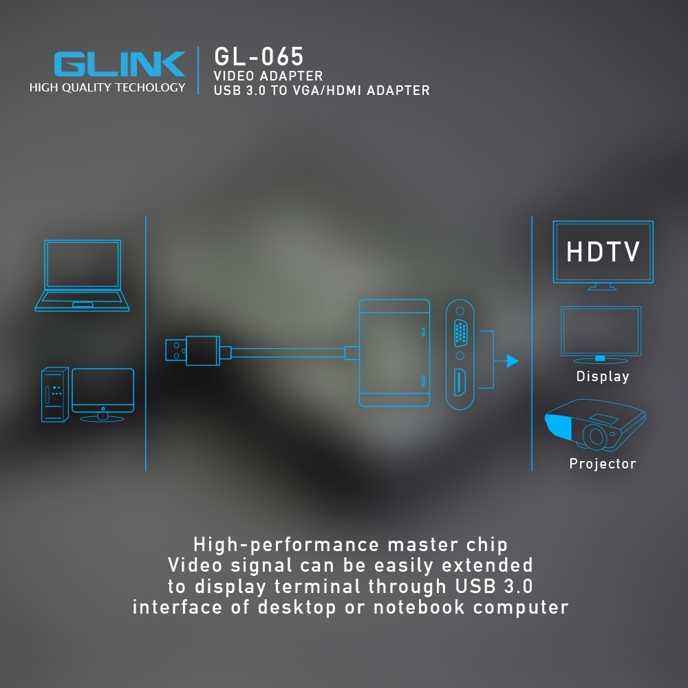 GL-065 USB 3.0 TO VGA (F)+ HDMI (F) ADAPTER US-GO-HM-GL065
