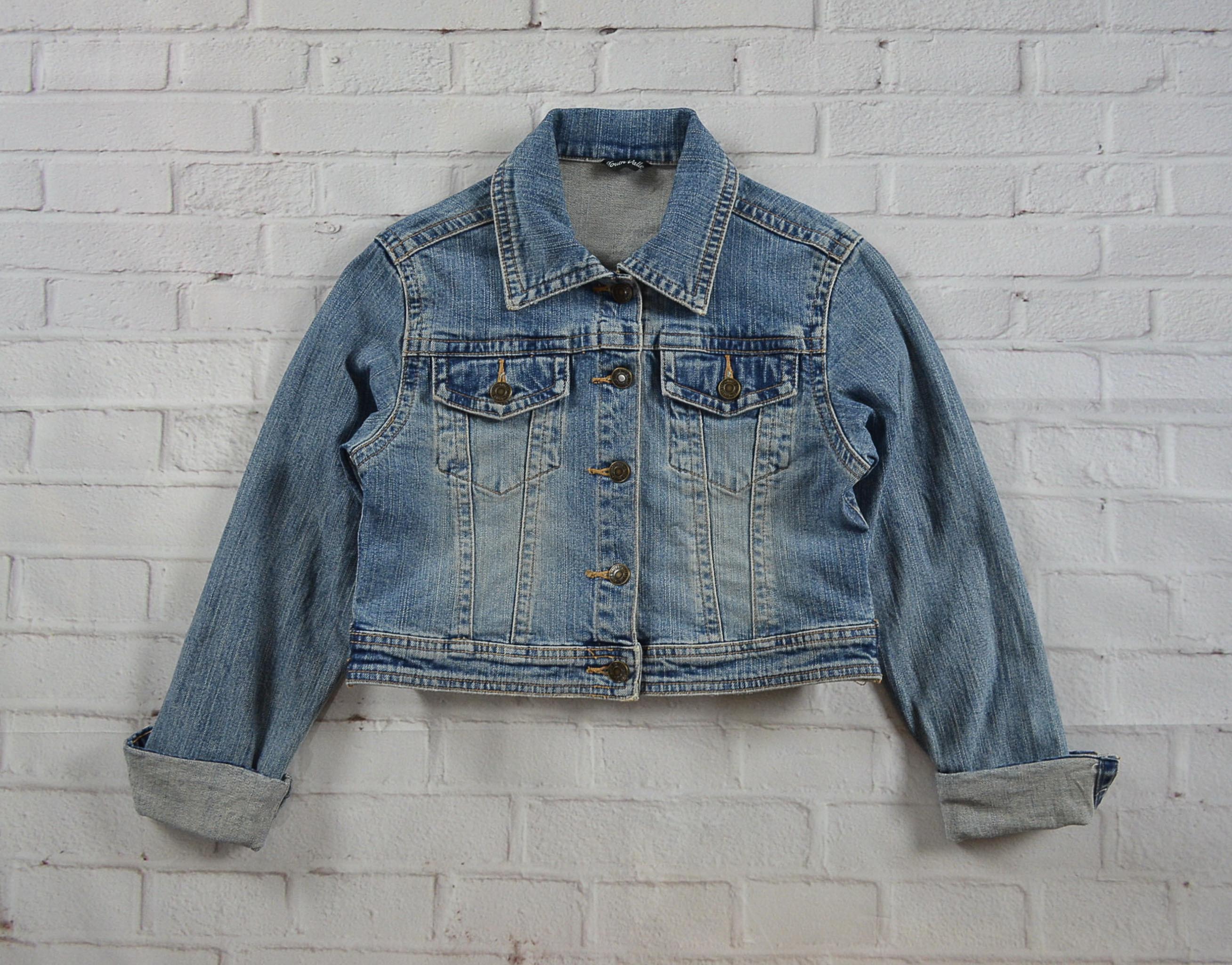 Mouth Valle อกจริง32' (XS) เสื้อแจ็คเก็ตยีนส์ เสื้อยีนส์แขนยาวหญิงชาย สียีนส์ฟอกซีด ผ้านุ่มใส่สบาย