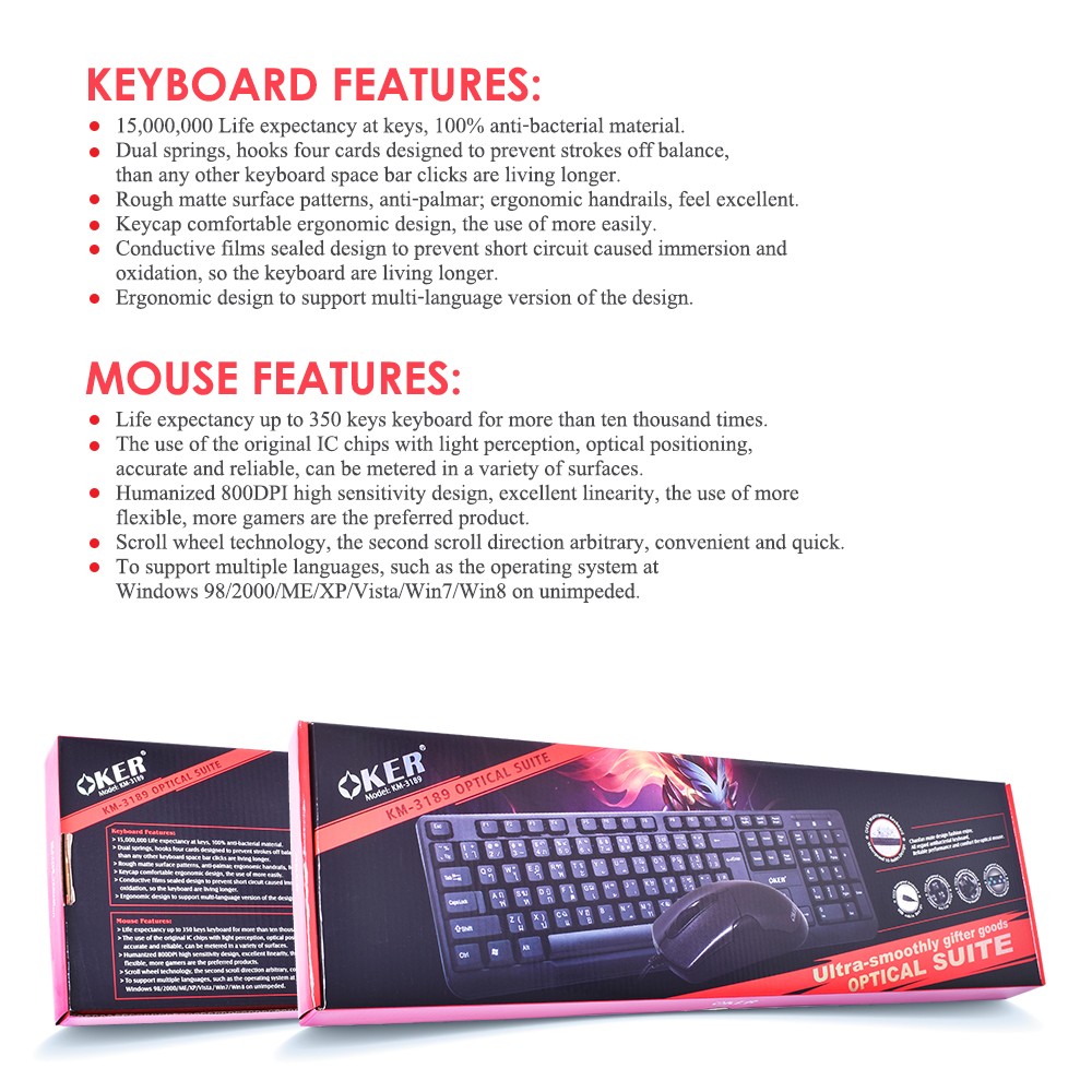 KM-3189 BLACK OKER KEYBOARD+MOUSE USB KB-KM-OK-3189B
