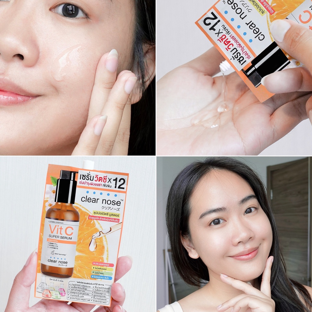 (1ซอง) Clear Nose Vit C Super Serum 8g เคลียร์โนส ซุปเปอร์วิตซี บูสเตอร์ เซรั่มวิตซีสูตรเข้มข้นX12
