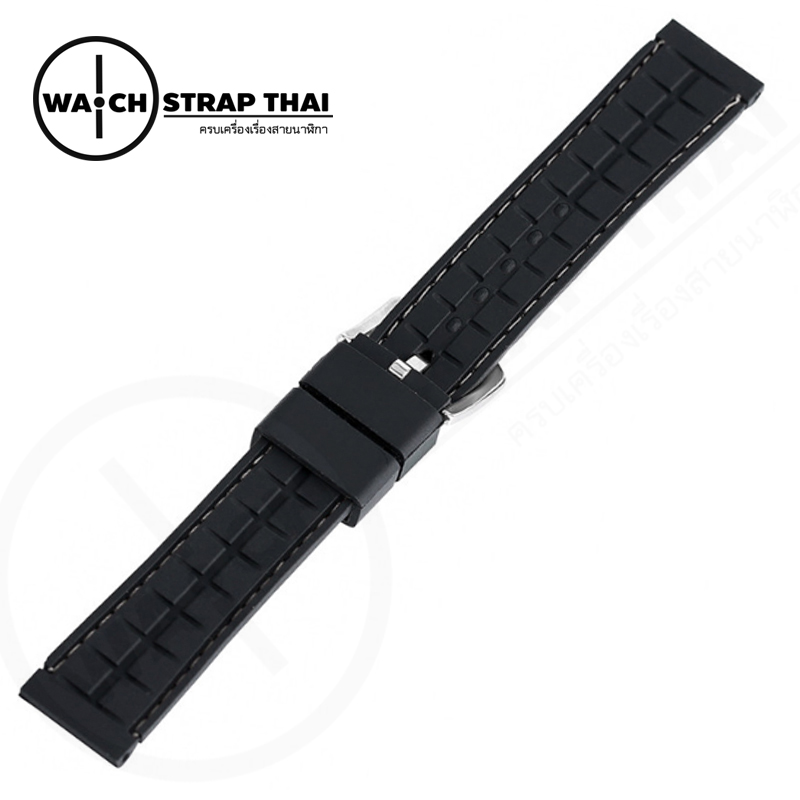 สายนาฬิกายาง SET03 เดินด้ายขาว Rubber Watch Strap White มีขนาด 20,22 mm