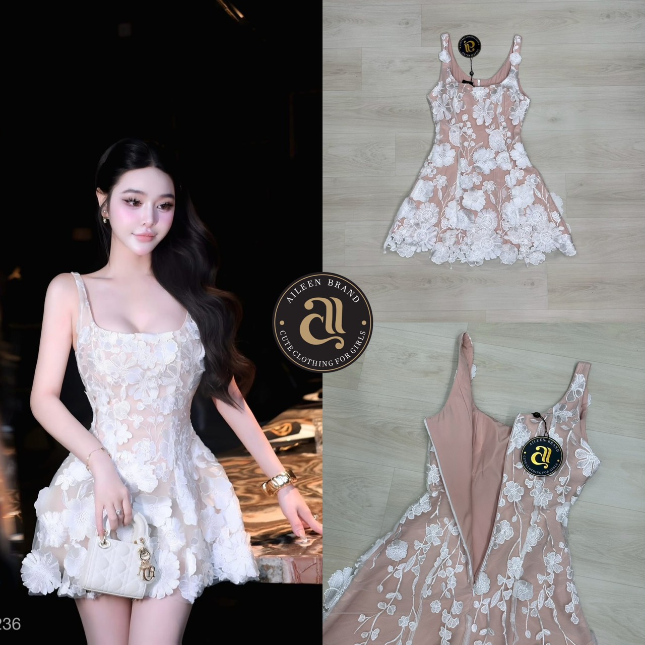 มินิเดรสลูกไม้ 3D สุดหรู ซับด้านในสีนู๊ด ใส่แล้วดูสว่างและขับผิว อกเอวเข้ารูป อกเสริมฟองน้ำ (ซิปหลัง) ช่วงกระโปรงบานออกเล็กน้อย ( ด้านในมีซับมาอย่างดี) ใส่ออกเดต ดินเนอร์ งานสวยเนื้อผ้าดีคัตติ๊งเป๊ะ