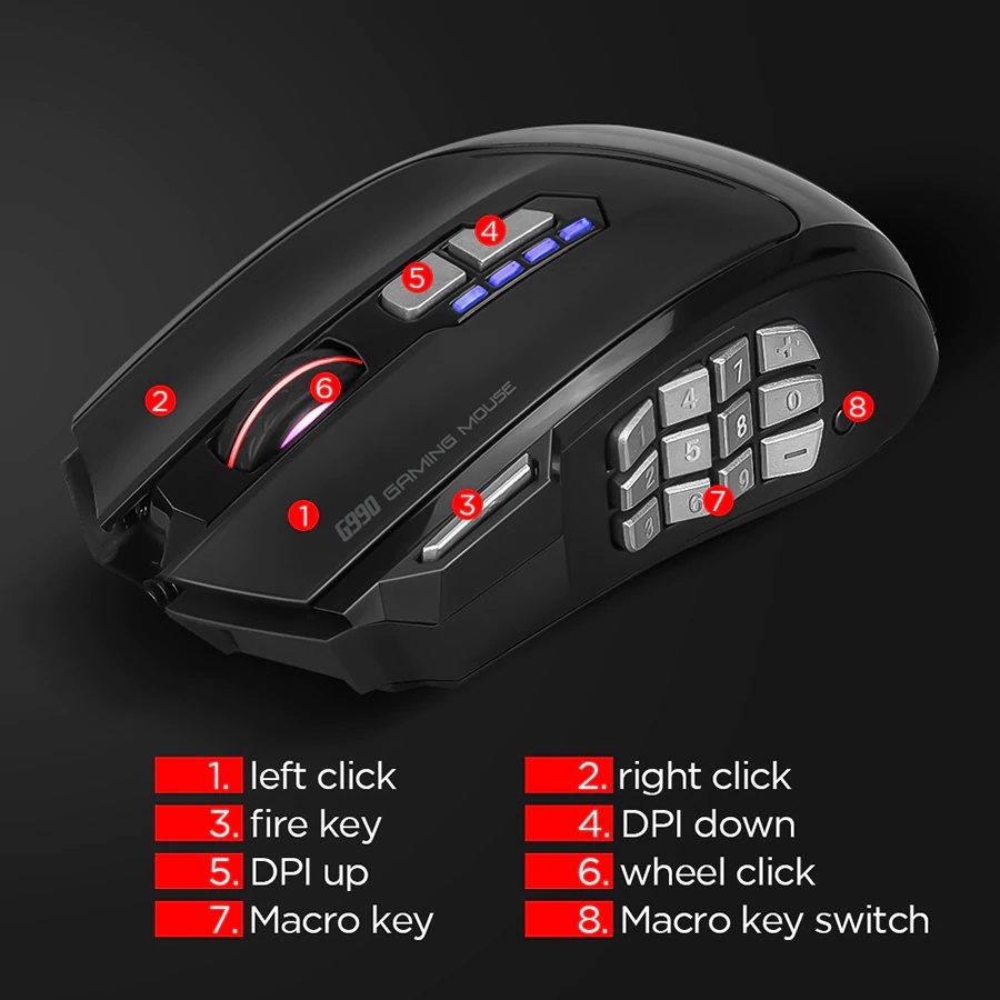 G-990 MARVO GAMING MOUSE 8 Stage DPI 18 Button SKU-01839