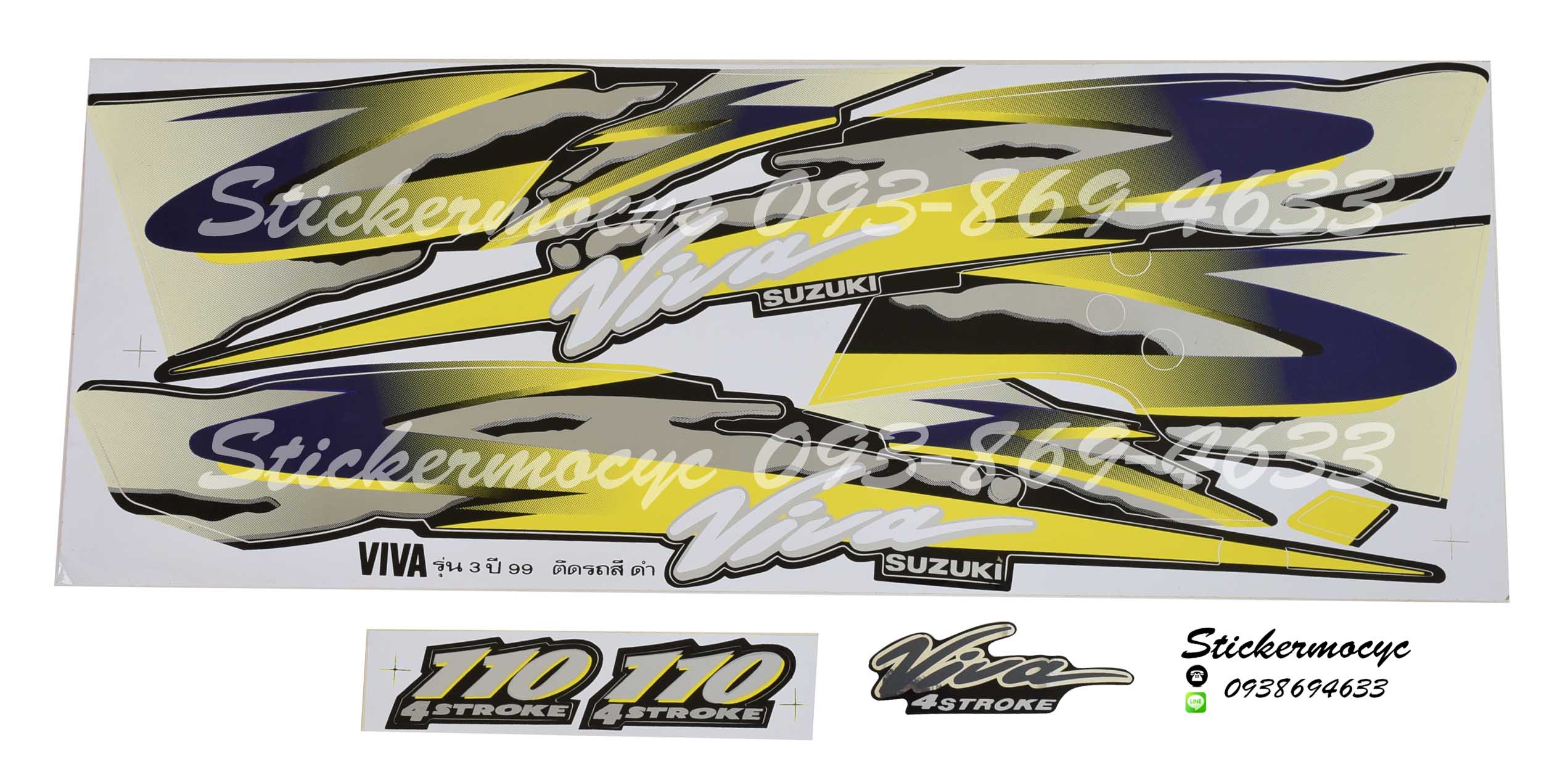 Sticker Suzuki Viva ปี1999 รุ่น3 ติดรถสีดำ (เคลือบเงาแท้) สติ๊กเกอร์ ติดรถมอเตอร์ไซค์ ซูซูกิ วีว่า
