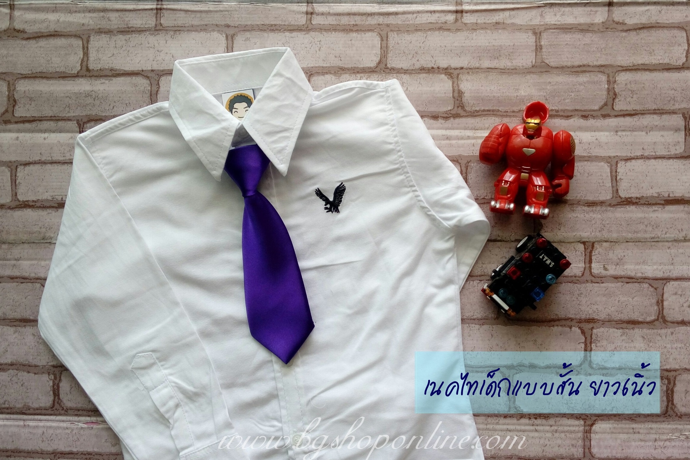 เนคไท AA สีม่วง แบบสั้น ความยาว 6" 6 นิ้ว