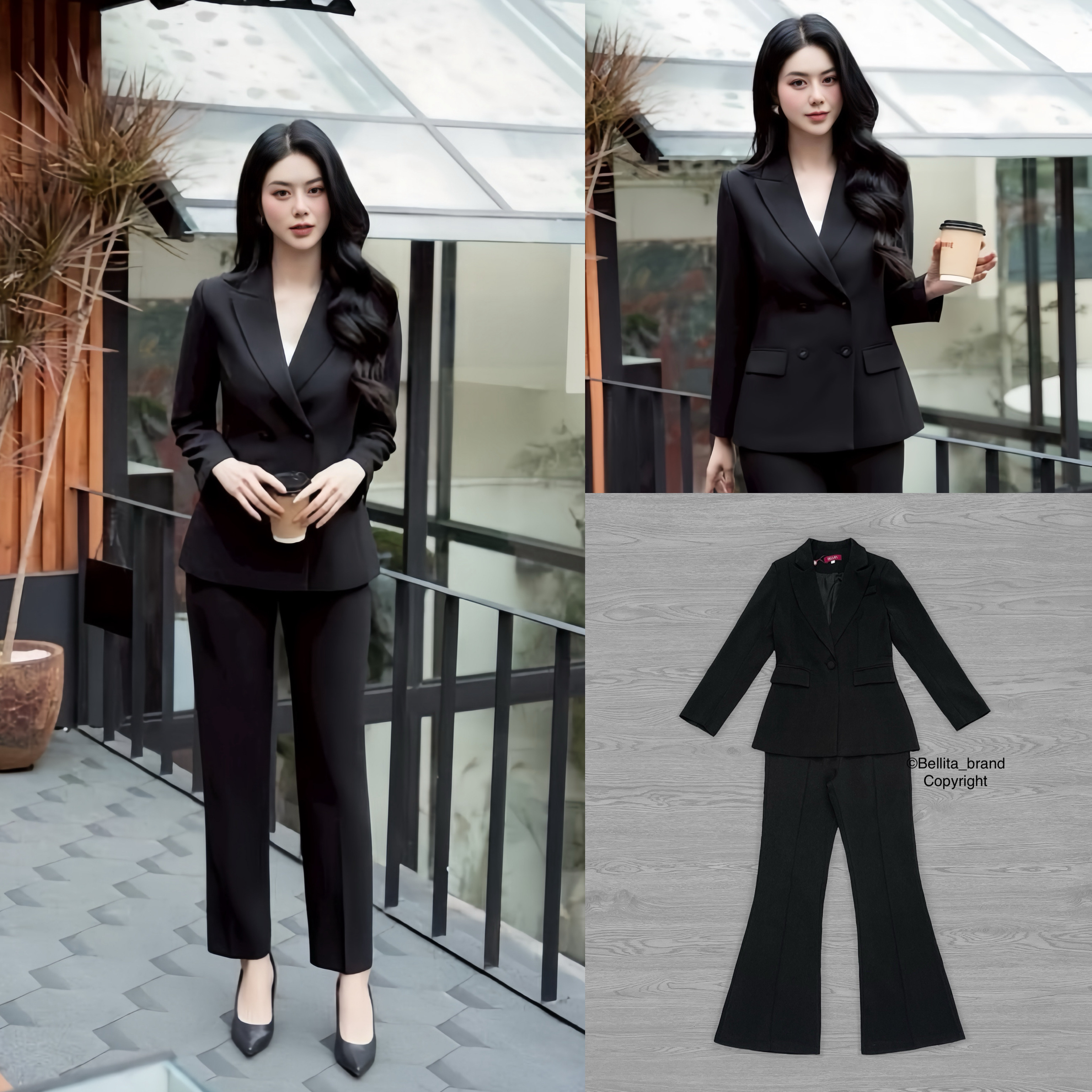 ʟᴀʙᴇʟ ⟡˒𝓑𝑒𝑙𝑙𝑖𝑡𝑎 ( เบลลิต้า ) มี 4 sɪᴢᴇ s ᴍ ʟ xʟ Detail : ชุดเซ็ทสูทสีดำกางเกงขายาว ผ้าสูทสีดำทั้งชุด เสื้อสูทมีคอปกแขนยาว กระดุมด้านหน้า มากับกางเกงขายาว สวยดูดีมากใส่ทำงานได้ลุคคุมโทนเป็นทางการจึ้งๆ
