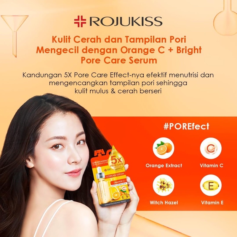 (1ซอง) Rojukiss ORANGE C+ BRIGHT PORE CARE SERUM 8มล. โรจูคิส ออเร้นจ์ ซี+ ไบร์ท พอร์ แคร์ เซรั่ม