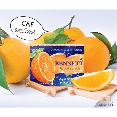 (12 ก้อน/แพค) Bennett Vitamin C & E Soap เบนเนท สบู่ วิตามิน อี สูตร เพิ่ม วิตามิน ซี
