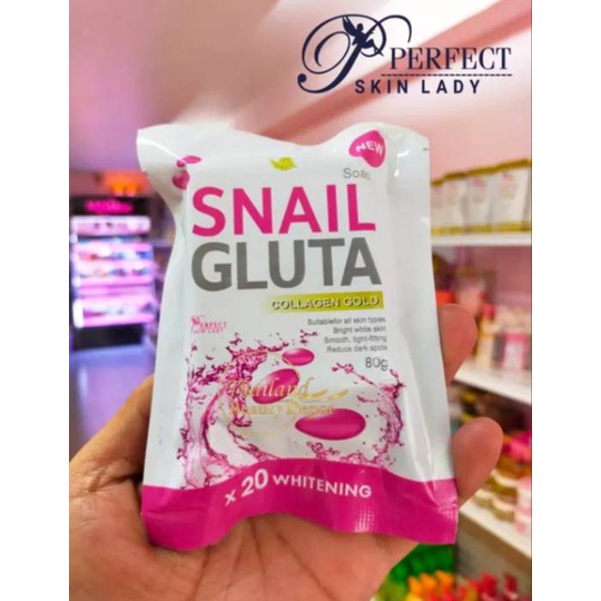Perfect Skin Lady SNAIL GLUTA COLLAGEN GOLD *20 Whitening Soap 80g. สบู่สเนลไวท์ผิวขาว