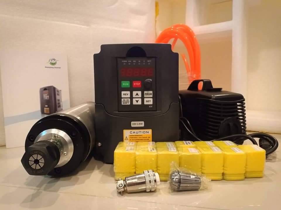 220v/380v 2.2KW Spindle motor, Inverter+ water cooling+ bracket+15 pcs ER20+water pump