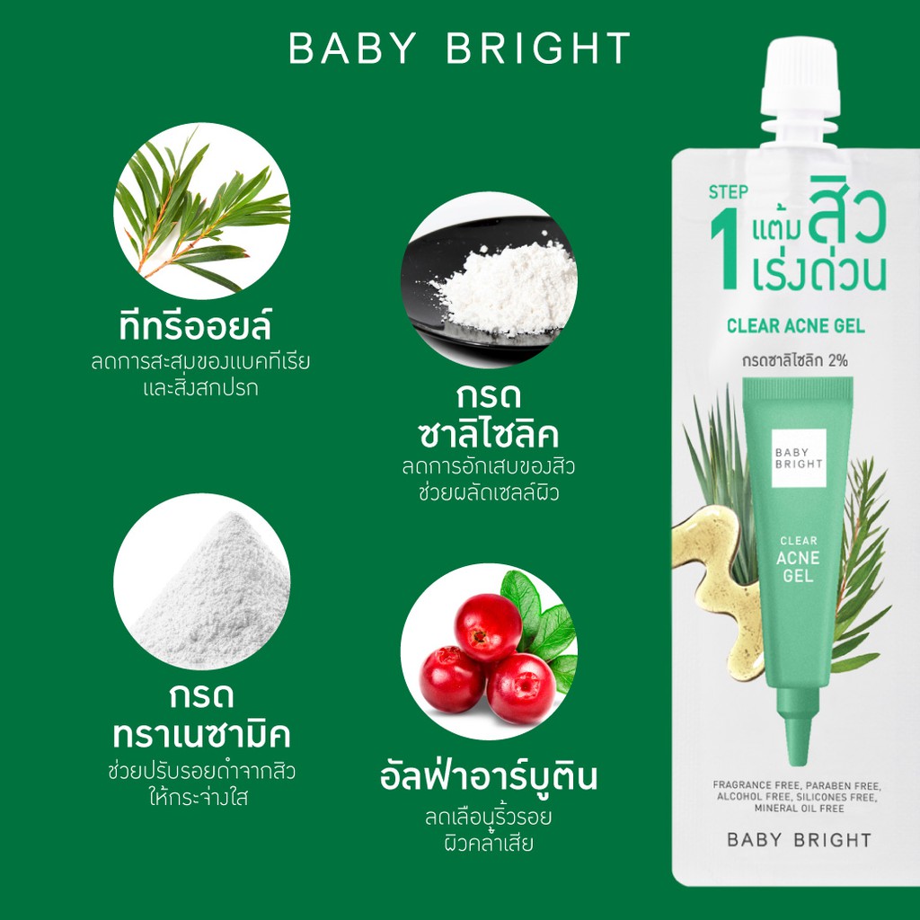 (ยกกล่อง 6ซอง) Baby Bright Clear & Treat Acne Set เบบี้ ไบร์ท เคลียร์ แอนด์ ทรีทแอคเน่เซ็ท เซ็ทรักษาสิวและรอยสิว