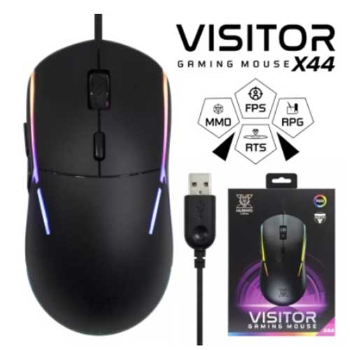 VISITOR X44 Nubwo Gaming Mouse ไฟ Spectrum Lightning/8000 DPI ปรับมาโครได้ MO-NW-OU-X44xx