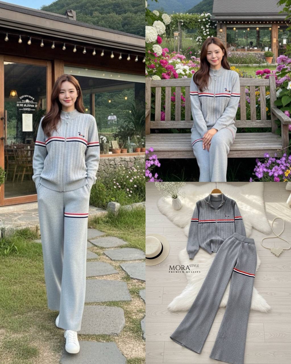 เซ็ตไหมพรม 2 ชิ้น เสื้อแขนยาวมีซิปรูดด้านหน้าผ้ายืดยืดหยุ่นใส่สบาย แต่งลายสวยเก๋ แมตช์เซทกับกางเกงขายาวใส่แมตช์สวยมากค่ะ