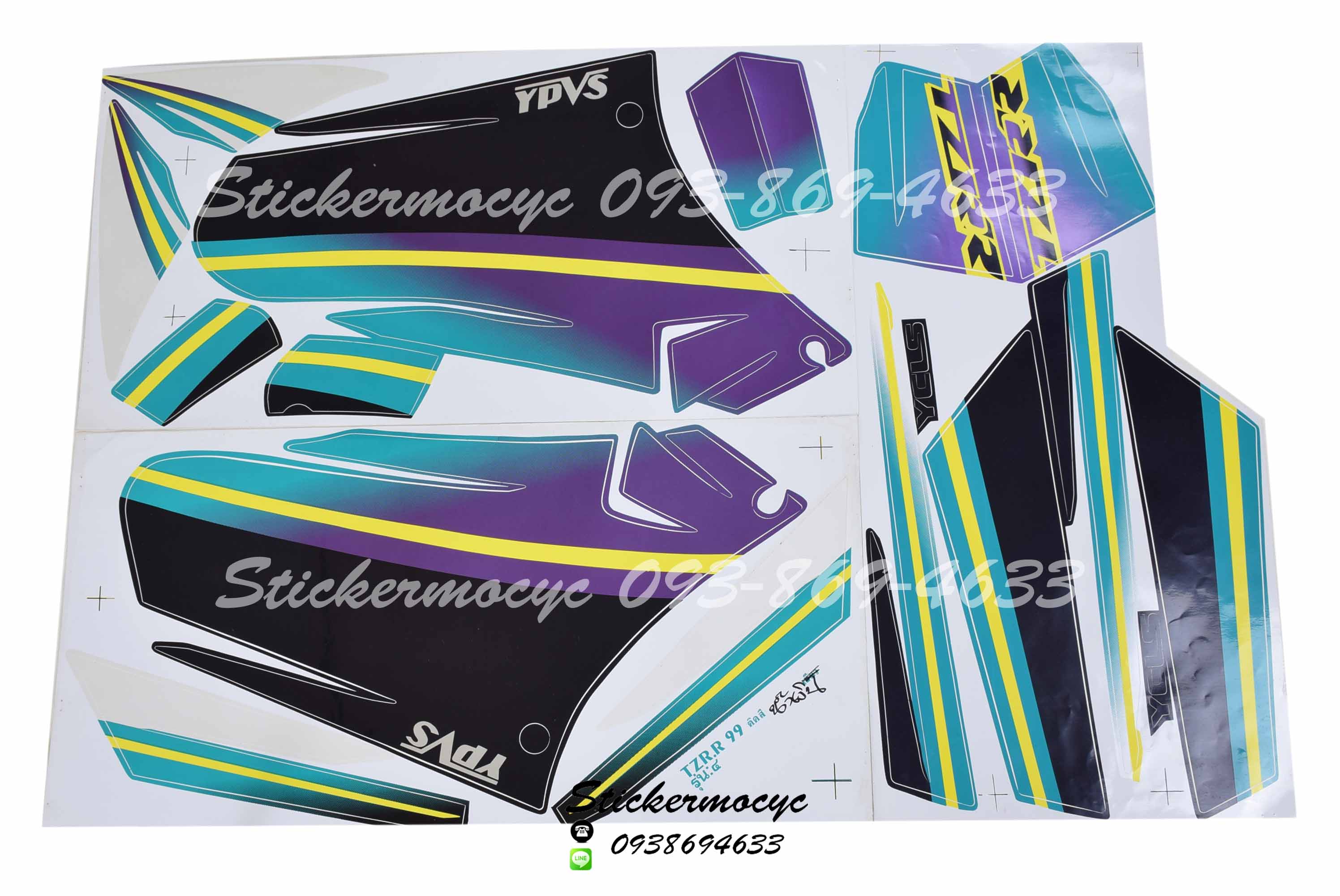 Sticker YAMAHA TZR ปี 1999 รุ่น 4 ติดรถสี น้ำเงิน (เคลือบเงา) สติ๊กเกอร์ติดรถ ยามาฮ่า ทีแซดอาร์