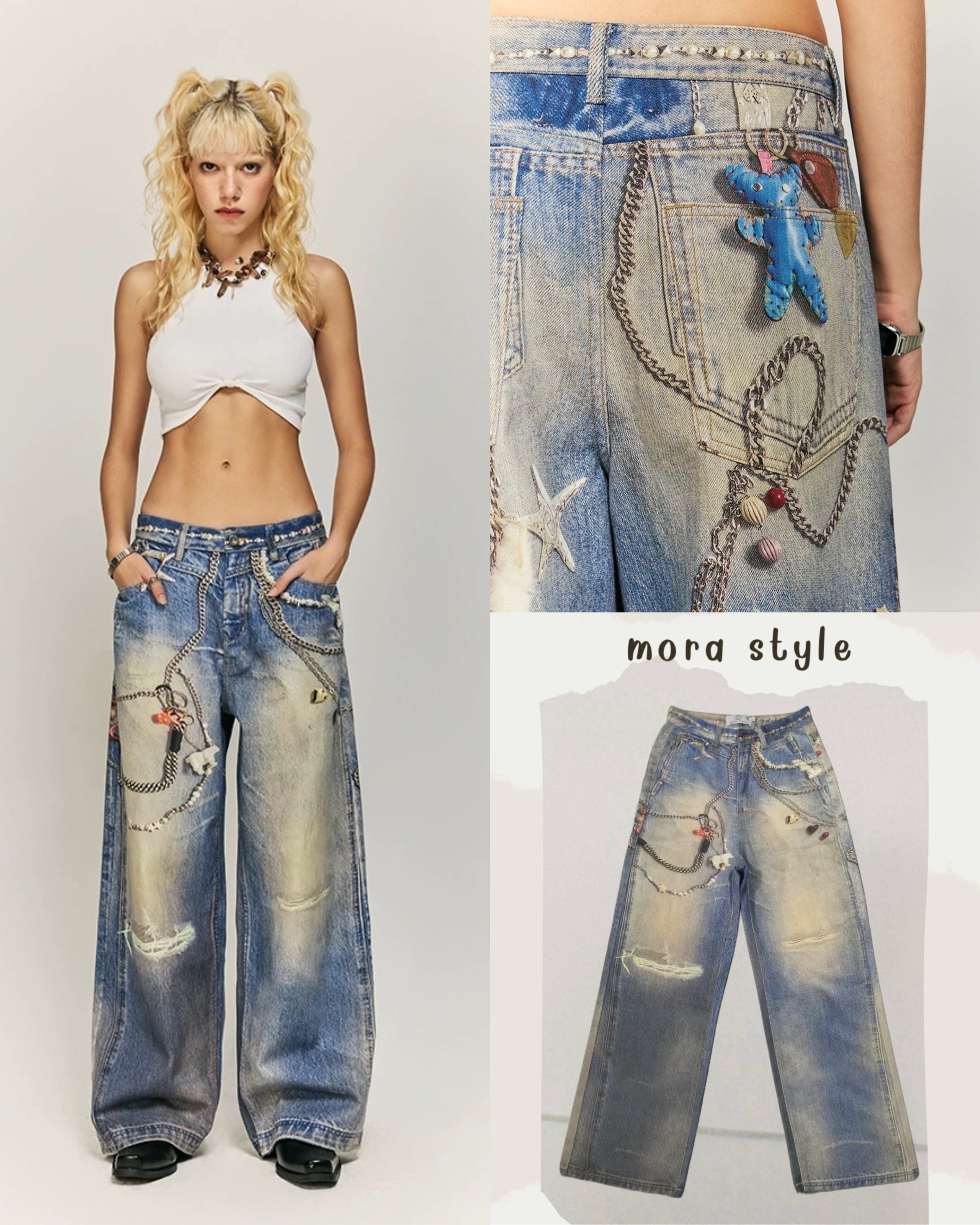 กางเกงยีนส์ขายาวBaggy Jesnsพิมพ์ลาย3Dทั้งตัว กราฟฟิคงานไฮเอนด์ ทรงสวยแพตเทิร์นเป๊ะแต่งขาดนิดๆ รุ่นนี้ สามารถใส่แมทได้หลายแบบในสไตล์เท่ๆคูลได้เลยค่าา