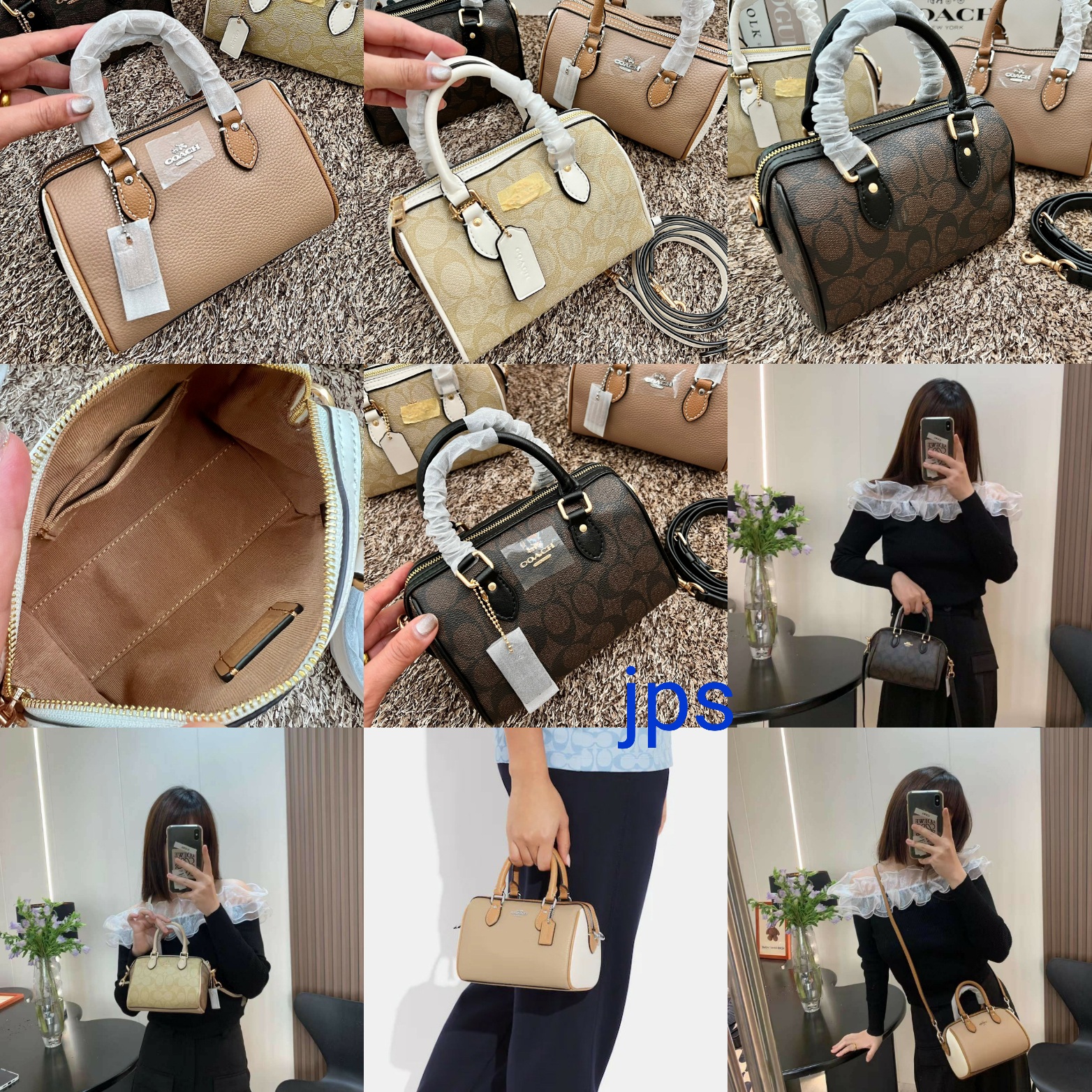 กระเป๋าสะพายไฮโซเรียบหรูดูแพงแบรนด์เนมโค้ชหนังแท้หนังแคนวาสขนาด 7 นิ้ว COACH MINI ROWAN SATCHEL BAG((CH159//160//469))