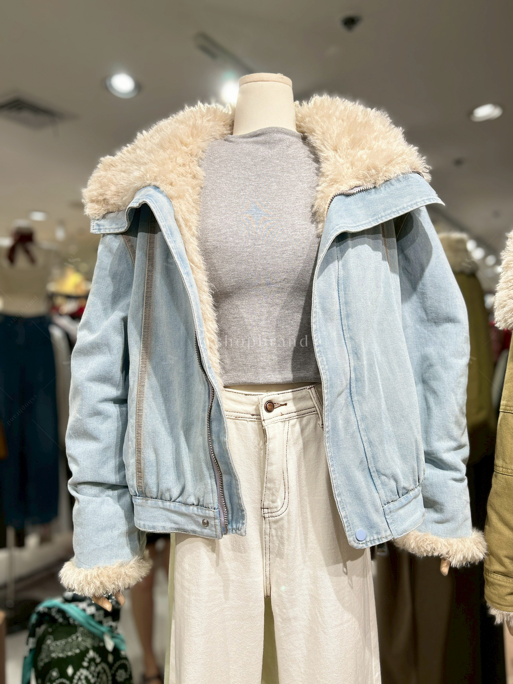 แจ็คเก็ตยีนส์ปกเฟอร์ บุขนด้านใน