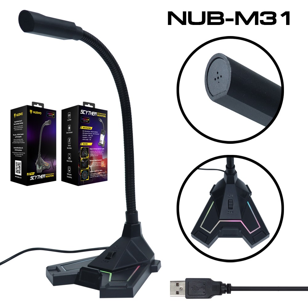 NUBWO Nubwo M-31 ไมโครโฟนเกมมิ่ง USB แบบตั้งโต๊ะ MI-NW-US-M31BK