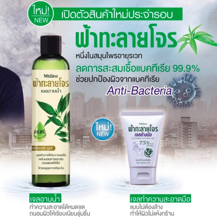 Mistine Cleansing Alcohol Gel 40ml ฟ้าทะลายโจร เจลล้างมือ