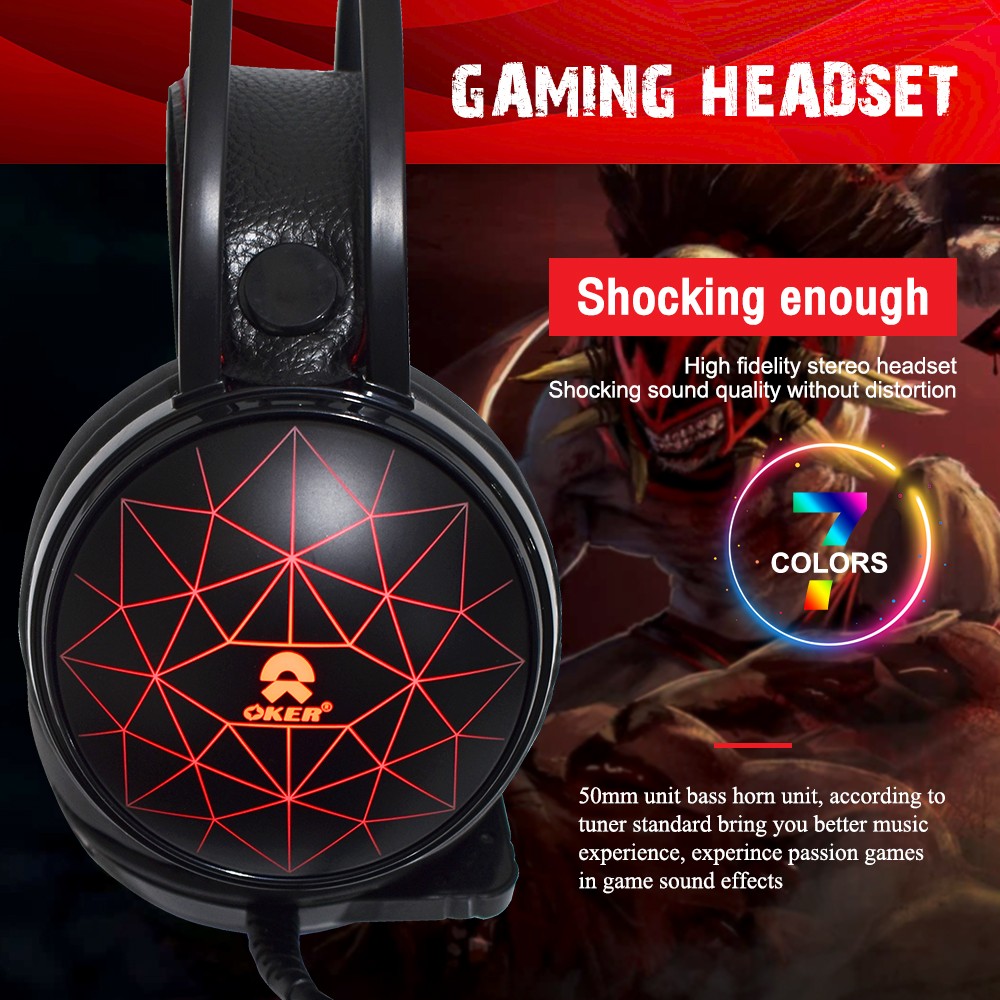OKER K-5U แบบ USB 7.1 SOUND HEADPHONE+MIC GAMING SKU-02937