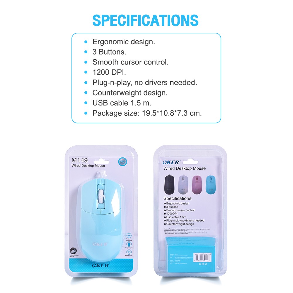 M149 OKER MOUSE USB คละสี MO-OK-OU-149xx