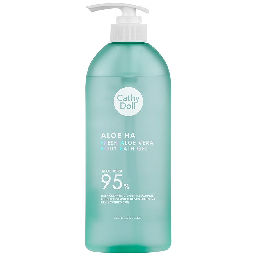 CATHY DOLL Aloe Ha Fresh Aloe vera Body Bath Gel 520 ML เคที่ดอลล์ เจลอาบน้ำ ฮโรเวล่า สกัด