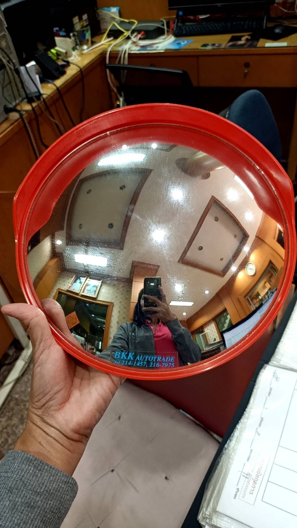 กระจกนูน กระจกฮวงจุ้ย แบบหมวก [ VC12 ] วงกลม นูน ขนาด 30 cm./ 12 นิ้วแแบบแขวน ดัดแปลงใส่ตามต้องการ