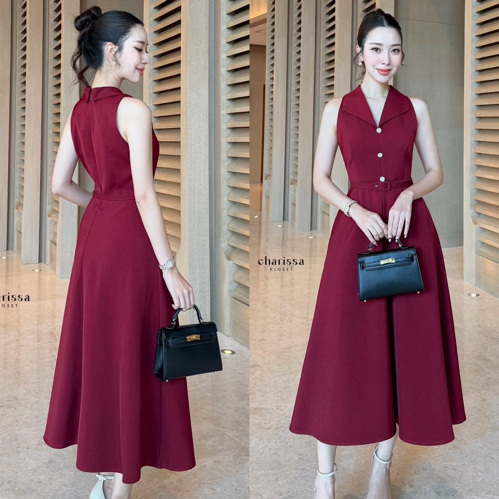 เซ็ท 2 ชิ้น: เดรส +เข็มขัด