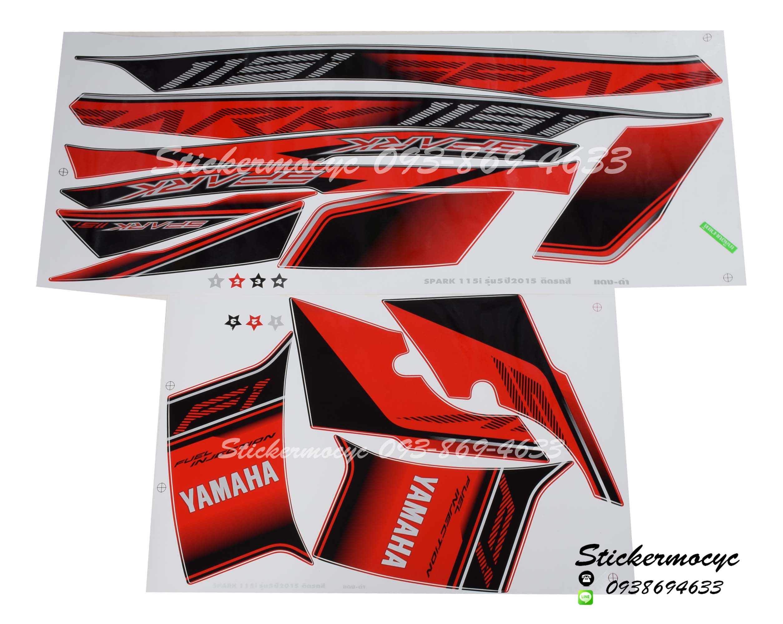 Sticker YAMAHA SPARK 115I ปี 2015 รุ่น 5 ติดรถสี แดง ดำ (เคลือบเงา) สติ๊กเกอร์ติดรถ ยามาฮ่า สปาร์ค ร้อยสิบห้าไอ
