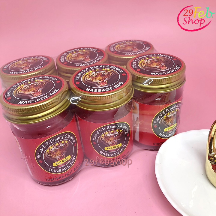 Natural S.P. Massage Red 50g x 6 ชิ้น บาล์มบรรเทาปวด