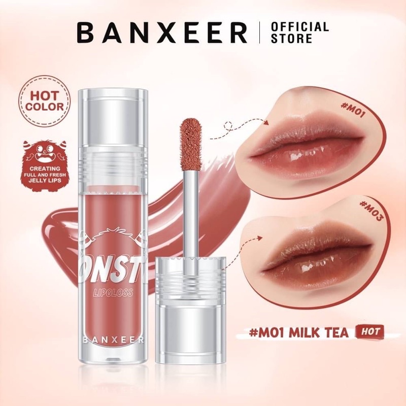 BANXEER Color-Holding Soft Mist Monster Matte Lip Glaze Long Lasting Waterproof Liquid Lipstick Rich Color Lips BM08 ลิป
