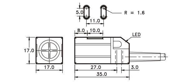 FOTEK : Proximity Sensor, PL-05N, Sen Dist. 5.0 mm, NPN, 10-30VDC,