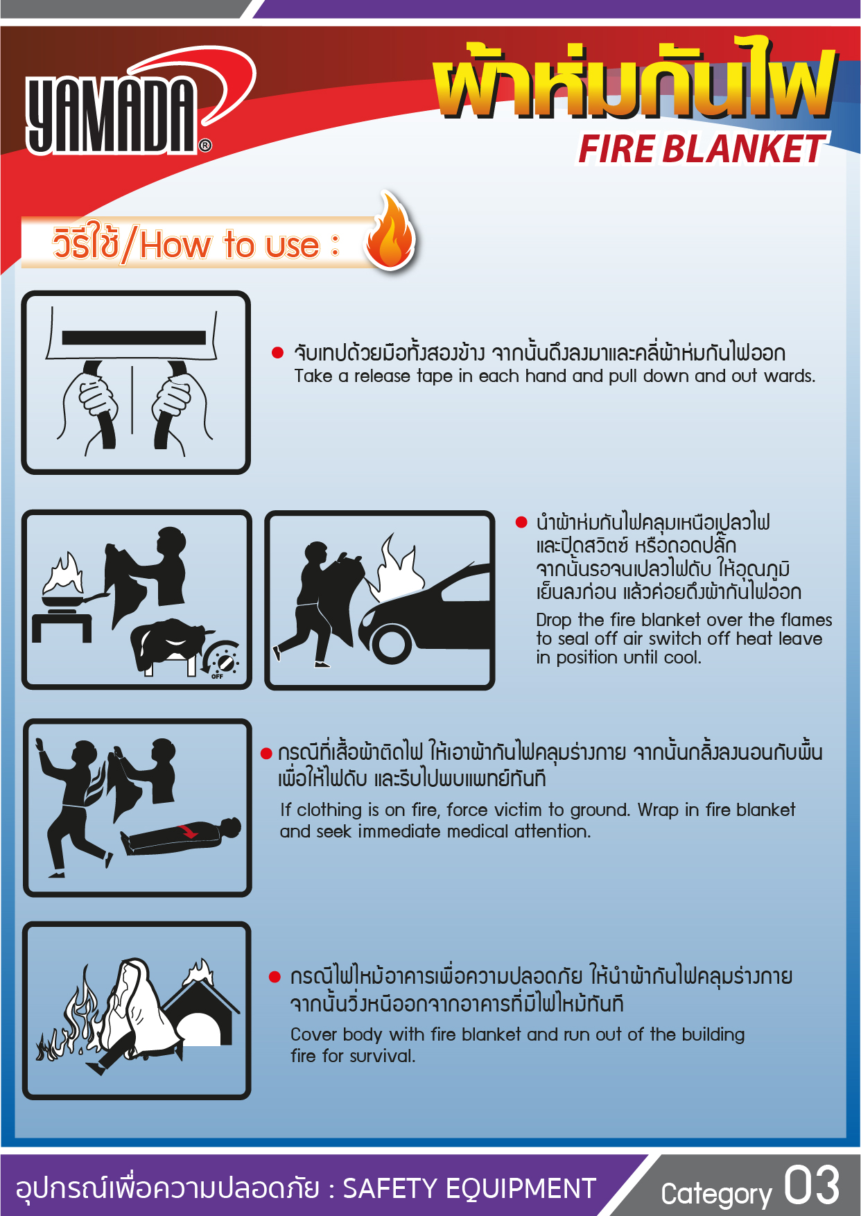 ผ้าห่มกันไฟ 0.8mmx1Mx1M YAMADA