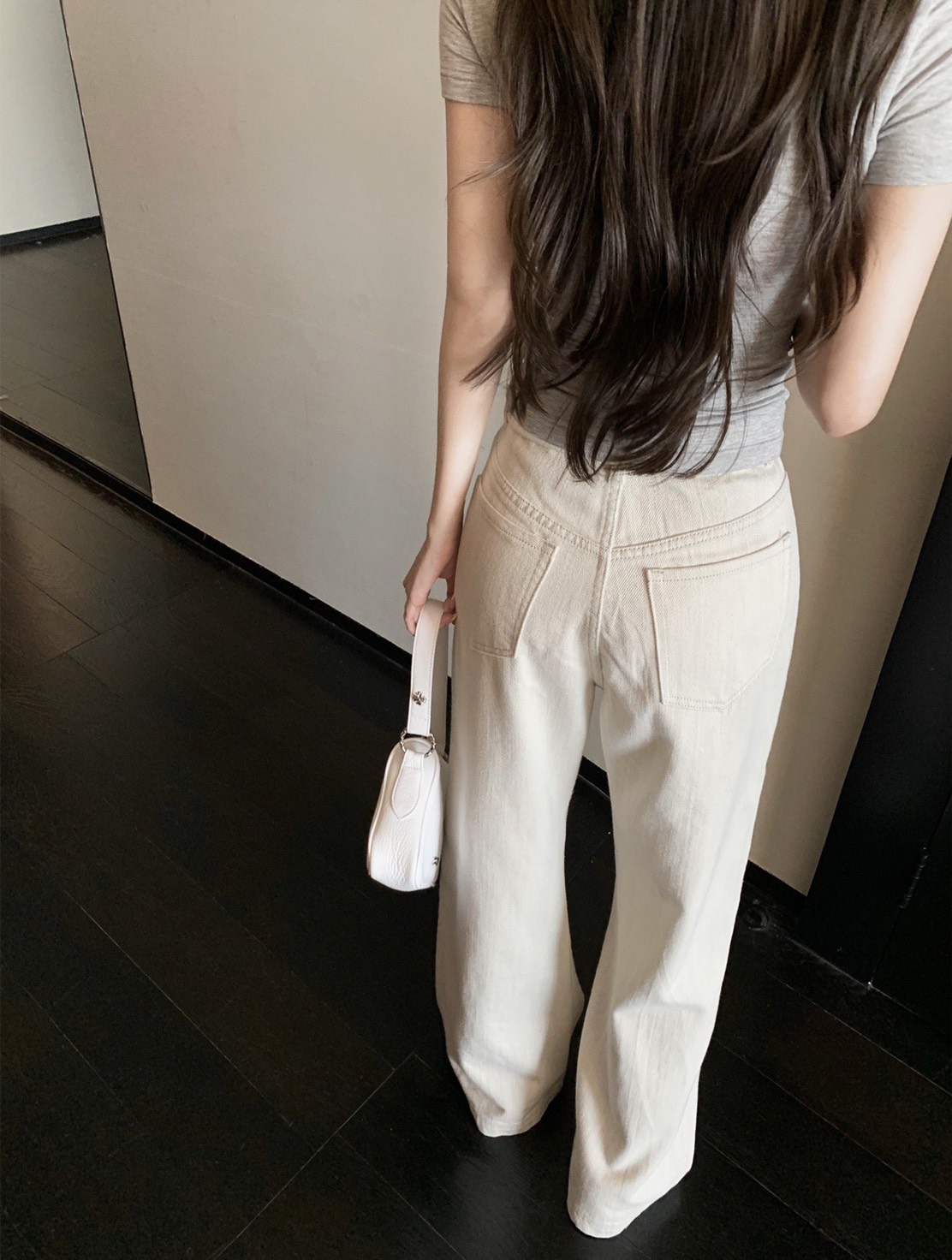 || GB SHOP ||| 7694# กางเกงขายาวสีครีม เนื้อผ้าดี ทรงสวย