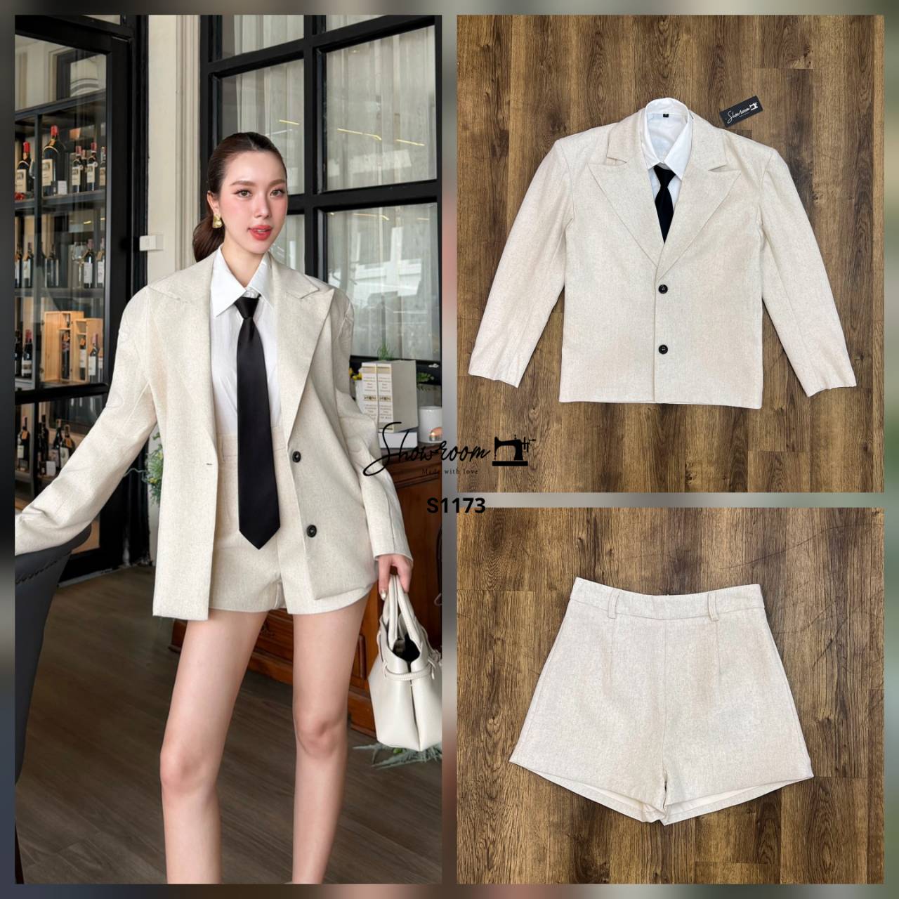 S1173 Korea suit set เกาหลีเกาใจไม่ไหว กับเซ็ตสูทที่จัดกันมาเต็มๆแบบ 4in1 คุ้มไม่รู้จะคุ้มยังไง งานสวยแค่ไหนให้ภาพอธิบายค่ะ ดีไซส์เรียบหรู สีสุภาพ ใช้ผ้าอย่างดีในการตัดเย็บค่ะ บุซับ งานสวย คอมพลีทลุคครบจบในชุดเดียว #showroombrand #งานป้ายshowroom #งานป้าย