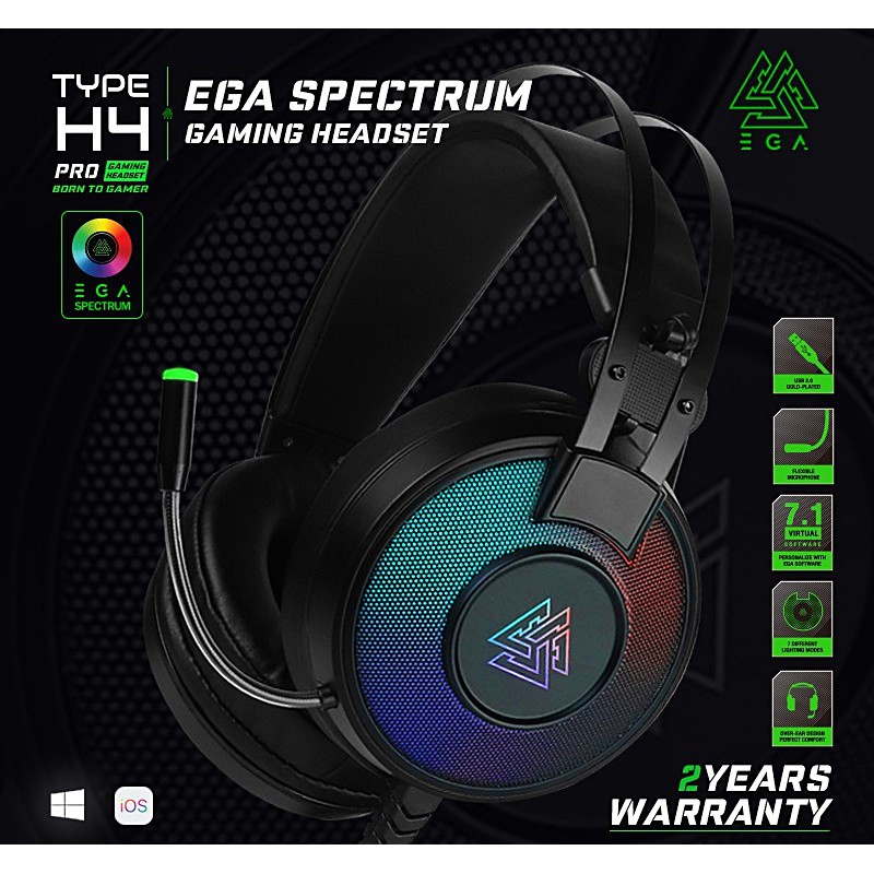 EGA TYPE H4 HEADPHONE + MIC USB มีไฟ SKU-01628