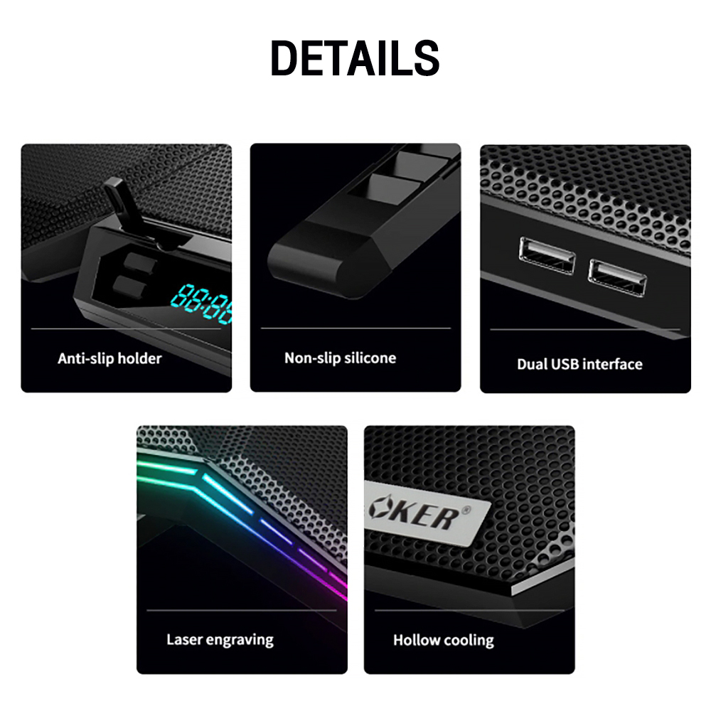 OKER X747 OKER 6FAN HURRICANE COOLING PAD17" FA-OK-NB-X747B