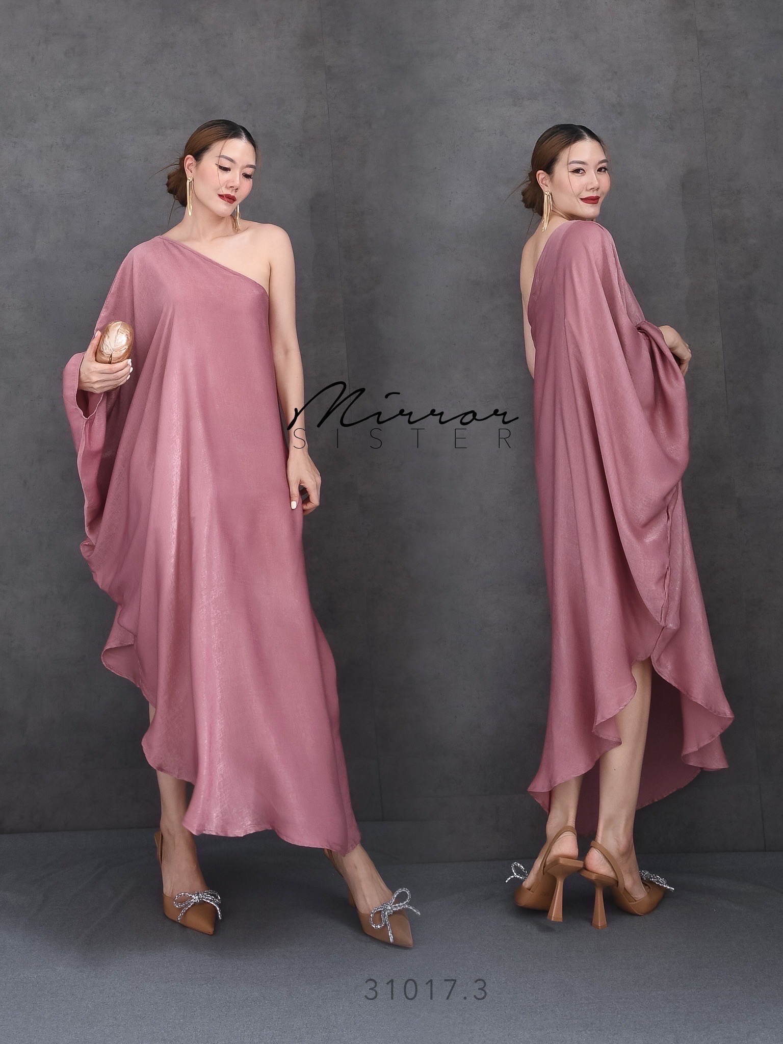 MiRRoRSiSTER's CiCi SiNGLE SHoULDER DReSS•• เดรสไหล่เดียว ทรงสวยเรียบๆแต่โก้ เนื้อผ้าซิลค์ซาตินนุ่มลื่นสวยหรู ใส่ออกงานได้ลุคสวยไฮโซ ทรงหลวมๆอำพรางหุ่นใส่สบาย ใส่แล้วสวยผ่องทุกเฉดสี