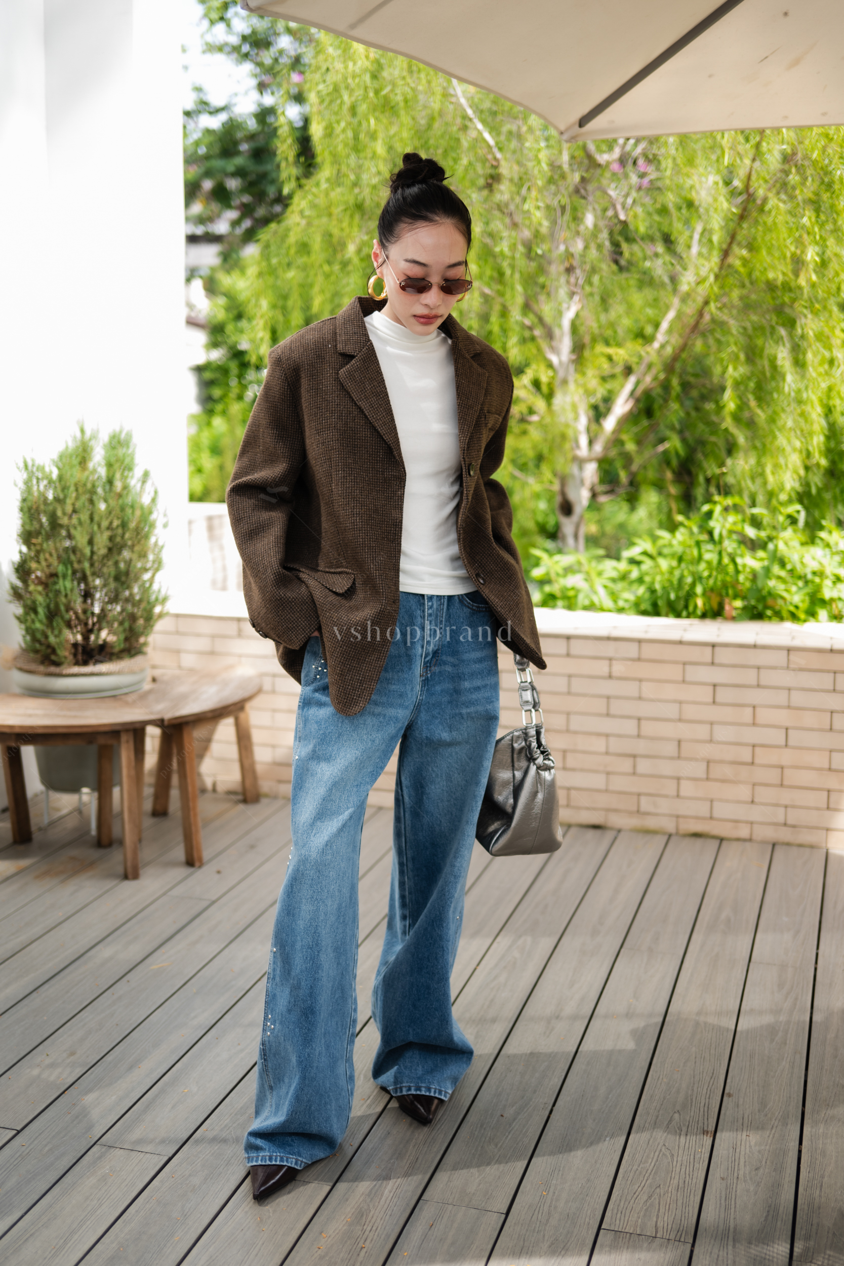 Blazer สูทผ้าทวิตแขนยาวกระดุมหน้า